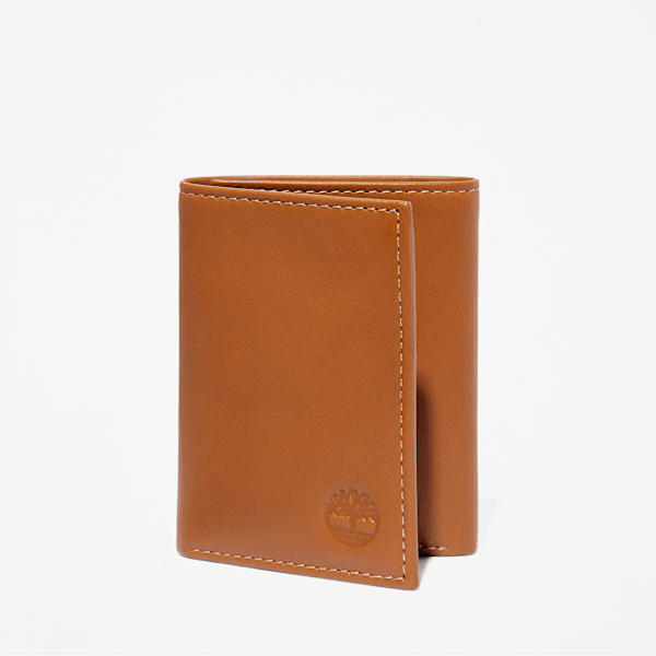 Men's Smooth Leather Trifold Wallet / Tan
