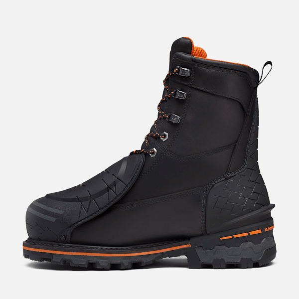Men’s Timberland PRO® 8" Boondock Work Boot / Black Full-Grain/Orange