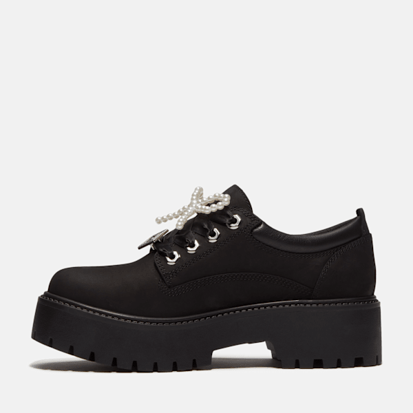 Women's Stone Street Platform Moc Toe Shoe / Black Nubuck/Charms