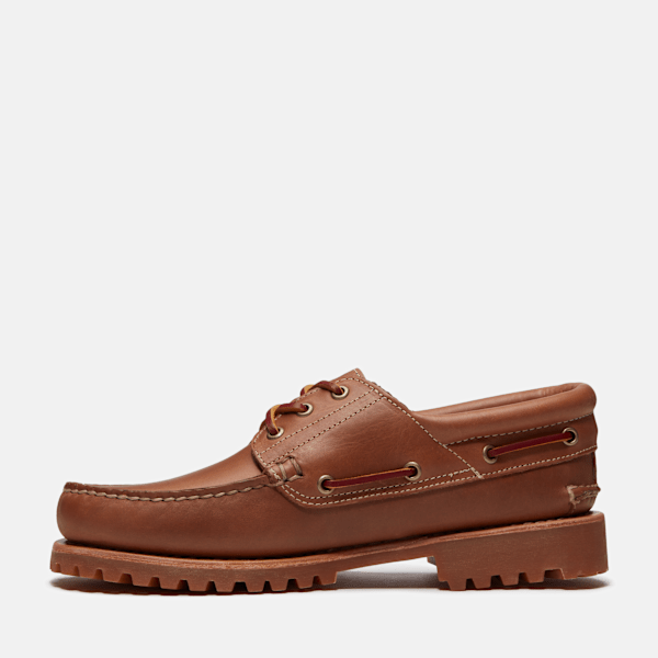 Men's Timberland® Authentic 3-Eye Lug Handsewn Boat Shoe / Medium Brown Full-Grain/Medium Brown