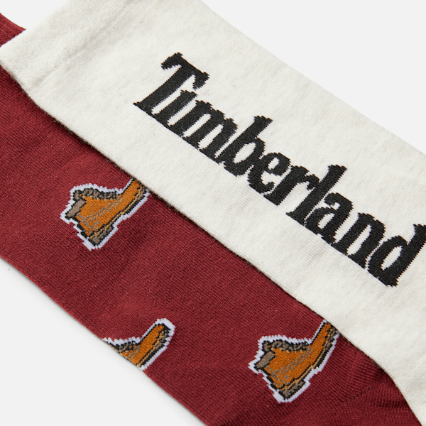 2-Pack Timberland® All Over Print Crew Sock / Wine Red
