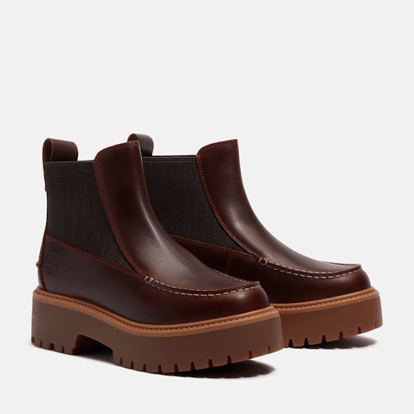 Women's Stone Street Platform Chelsea Boot / Burgundy Full-Grain