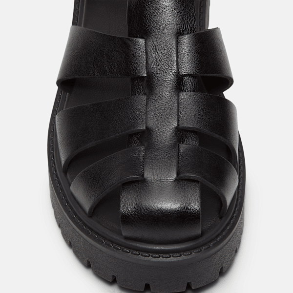 Women's Stone Street Fisherman Platform Sandal / Black Full-Grain
