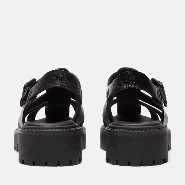 Women's Stone Street Fisherman Platform Sandal / Black Full-Grain