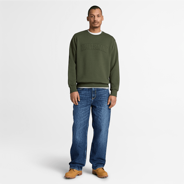 Men's Wareham Logo Patch Crew Sweatshirt / Dark Green