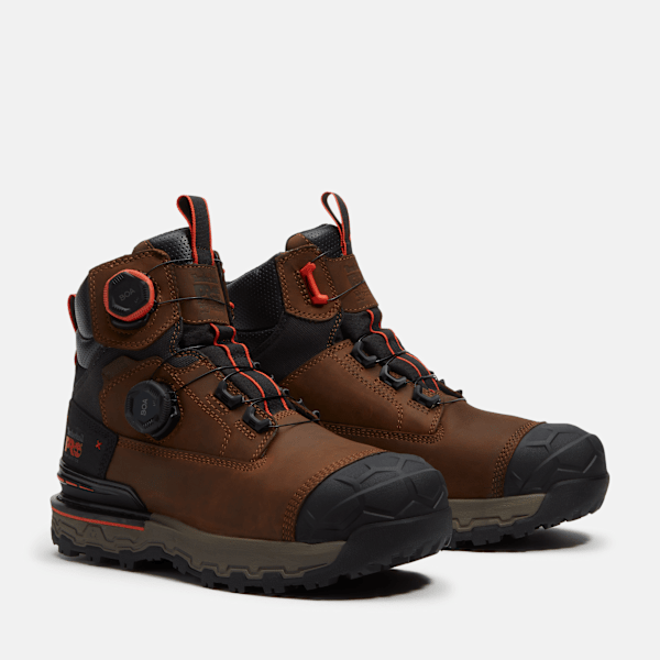 Men's Timberland PRO® Boondock Ultralight 6" Composite-Toe Work Boot with BOA® Fit System / Brown Full-Grain/Orange