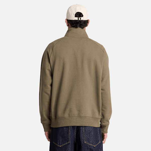 Men's Exeter River Embroidered Logo Quarter-Zip Sweatshirt / Dark Olive