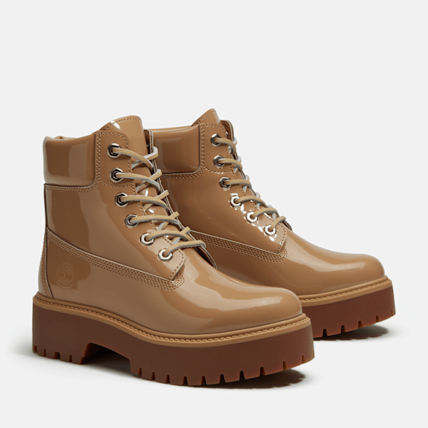 Women's Stone Street 6-Inch Waterproof Platform Boot / Beige Patent Leather