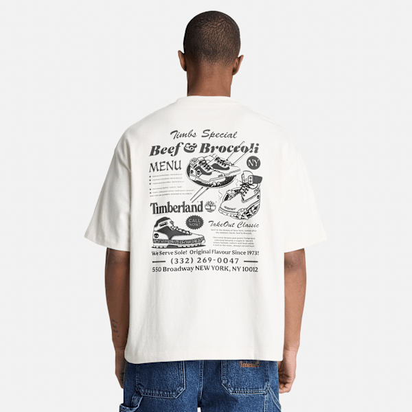 Men's Beef &amp; Broccoli Graphic T-Shirt / Vintage White