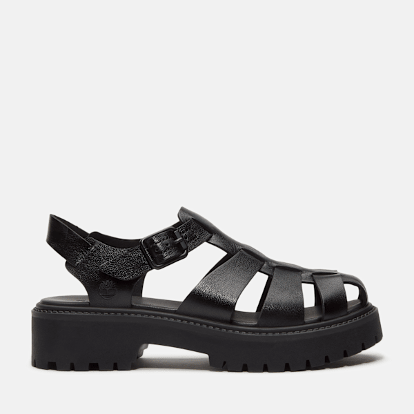 Women's Stone Street Fisherman Platform Sandal / Black Full-Grain