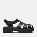 Women's Stone Street Fisherman Platform Sandal / Black Full-Grain
