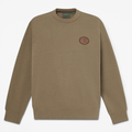 Men's Leather Patch Crew Sweatshirt / Dark Olive