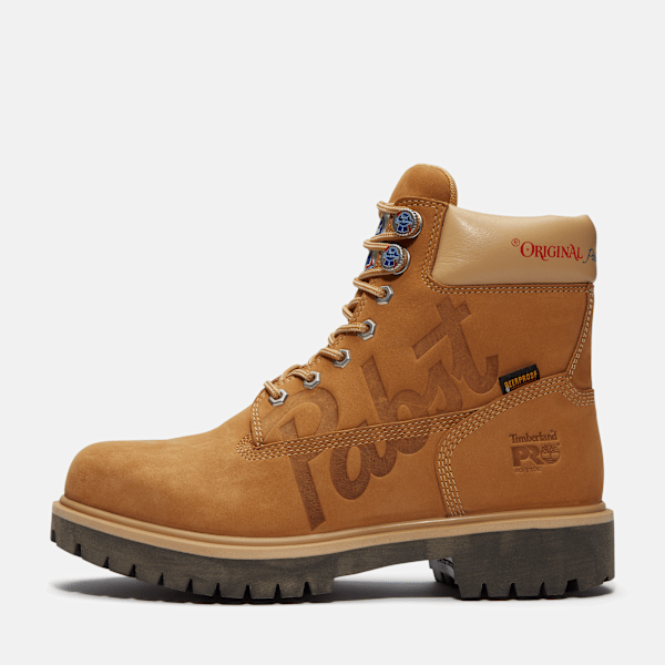 Men's Timberland PRO® and Pabst Blue Ribbon Direct Attach 6" Soft Toe Waterproof Work Boot / Wheat Nubuck