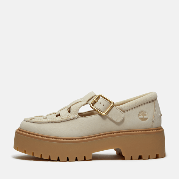 Women's Stone Street Platform Buckle Shoe / Light Beige Suede