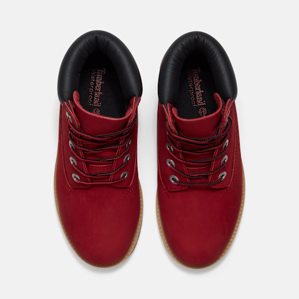 Junior Timberland® Premium 6-Inch Waterproof Boot / Red Nubuck/Black