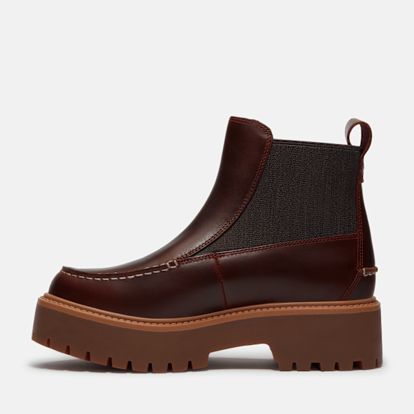 Women's Stone Street Platform Chelsea Boot / Burgundy Full-Grain