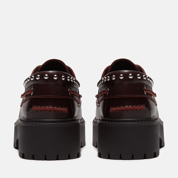 Women's Stone Street Platform Boat Shoe / Burgundy Full-Grain