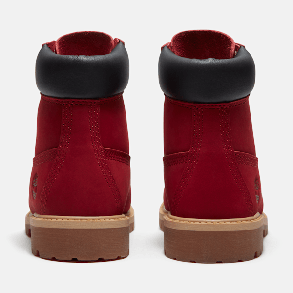 Junior Timberland® Premium 6-Inch Waterproof Boot / Red Nubuck/Black