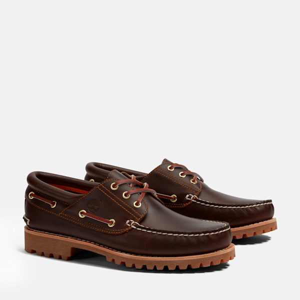 Men's Timberland® Authentic 3-Eye Lug Handsewn Boat Shoe / Brown