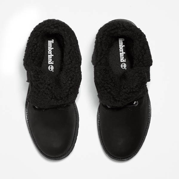 Women's Timberland® Warm-Lined Waterproof Roll-Top Boot / Black Nubuck
