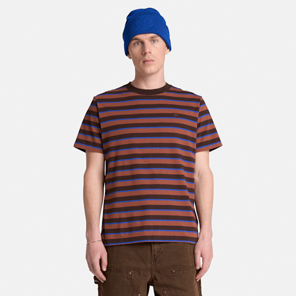Men's Stripe Short-Sleeve T-Shirt / Dark Brown