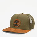 Faux Suede Flatbrim Trucker Hat / Leaf Green