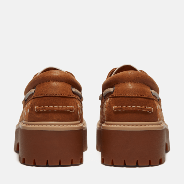 Women's Stone Street Platform Boat Shoe / Medium Brown Full-Grain/Natural